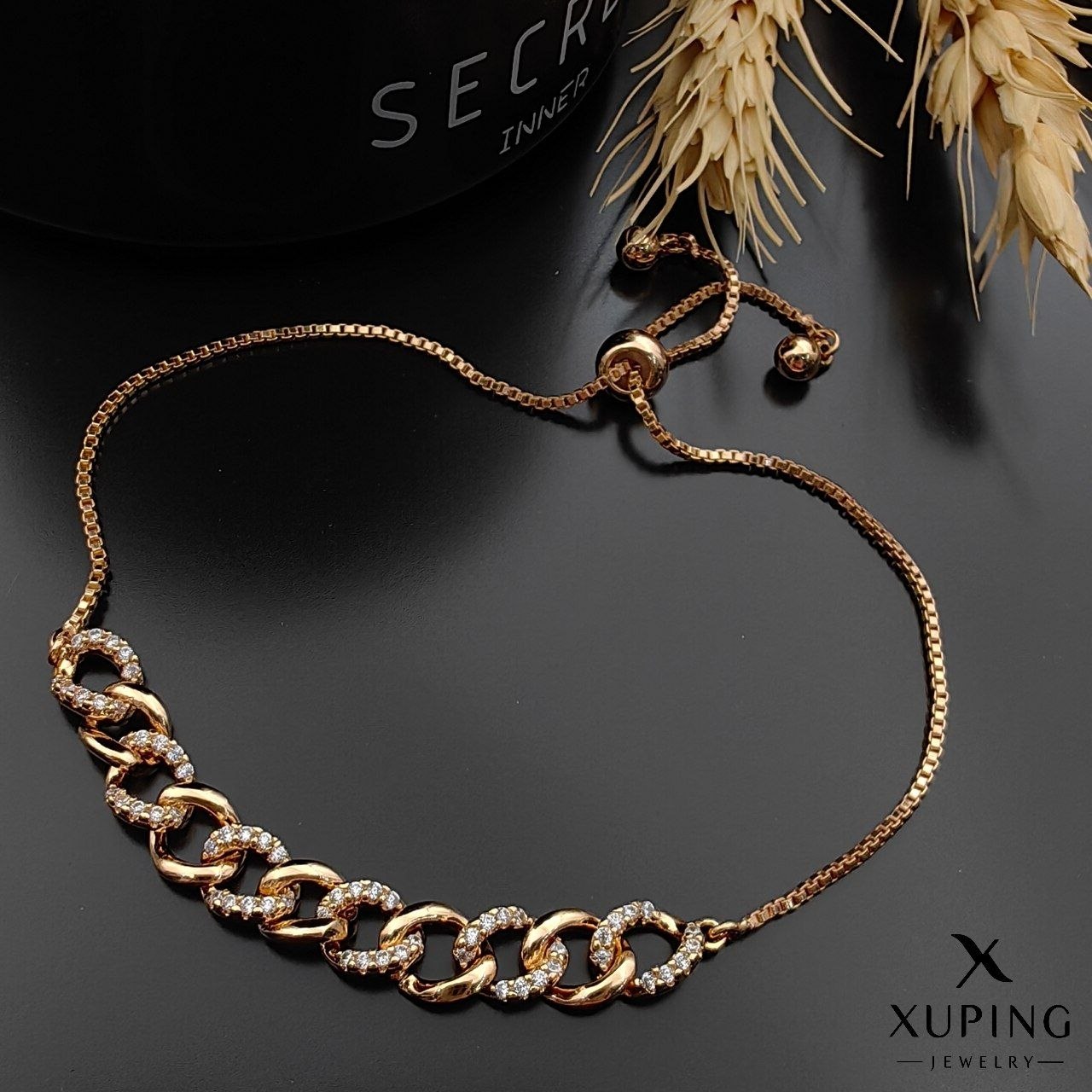 دستبند زنانه ژوپینگ طرح طلا مطابق با عکس طرح کرواتی