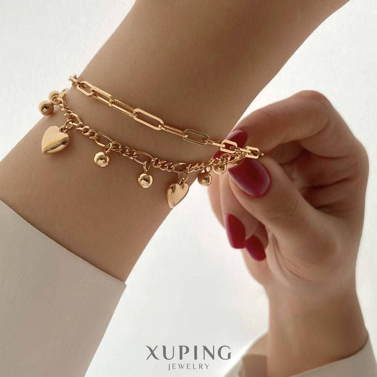دستبند زنانه دولاین ژوپینگ طرح طلا مطابق با عکس