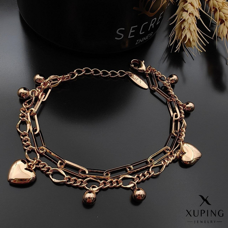 دستبند زنانه دولاین ژوپینگ طرح طلا مطابق با عکس